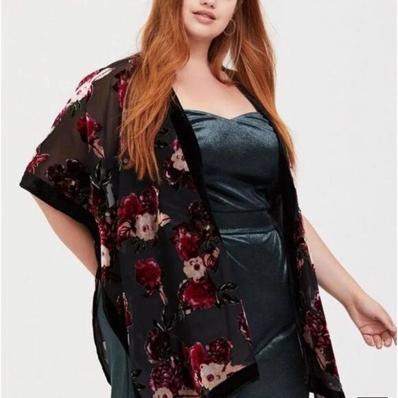 Torrid Burnout Velvet Kimono size XXL (1/2) VGUC - Picture 1 of 6